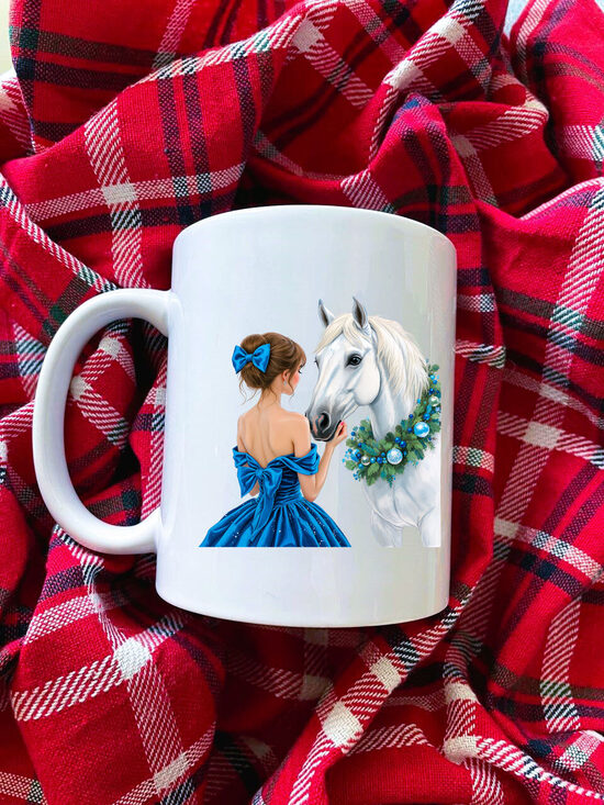 Puodelis - Mėlynas Kalėdų Arklys