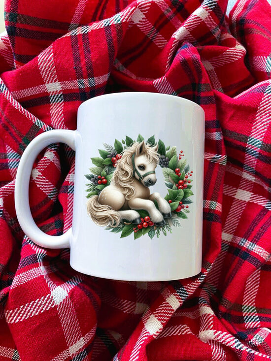 Puodelis - Arkliukas Kalėdų vainike