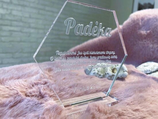 Padėka - skaidrus akrilas 1vnt.